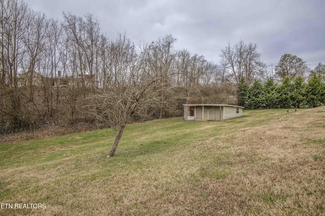 view of yard with an outdoor structure