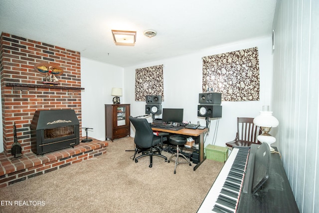 view of carpeted office space