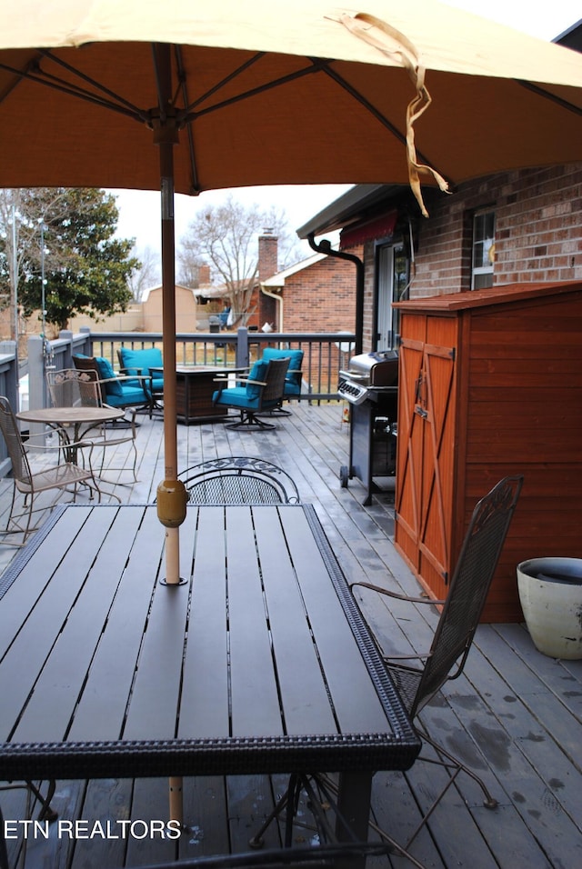 deck with a grill