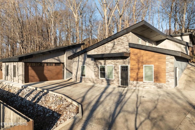 view of property exterior featuring a garage