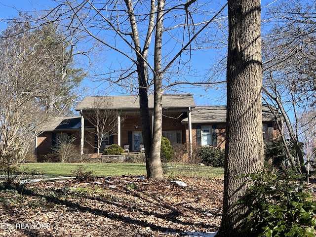 view of front of property featuring a front yard