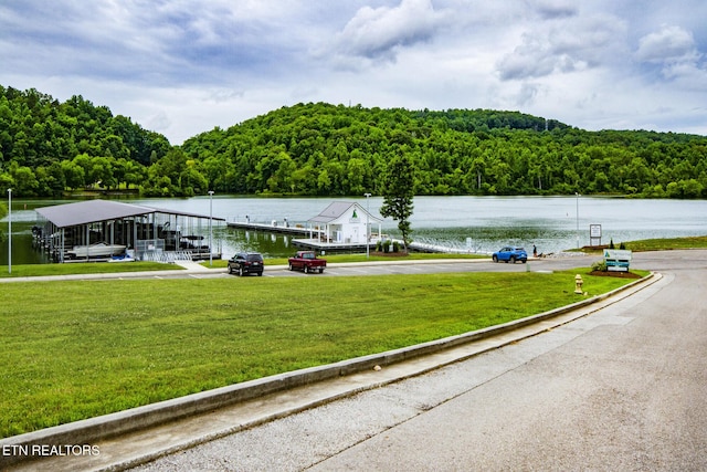 water view with a dock