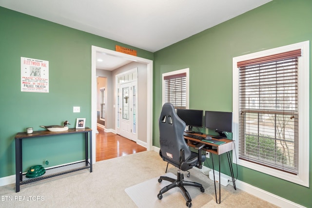 home office featuring carpet floors