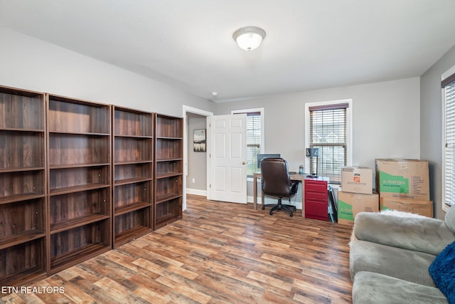 office space featuring hardwood / wood-style flooring