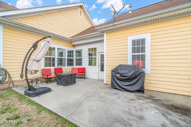 view of patio featuring area for grilling and outdoor lounge area