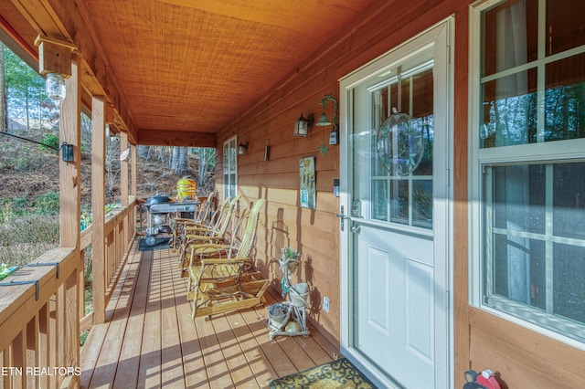 wooden terrace featuring a porch