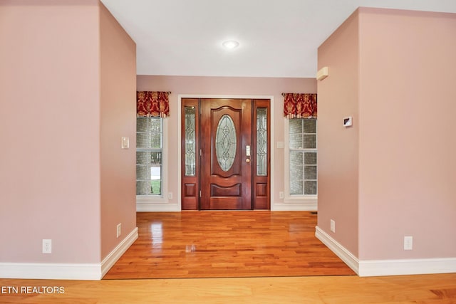 foyer entrance featuring hardwood / wood-style floors