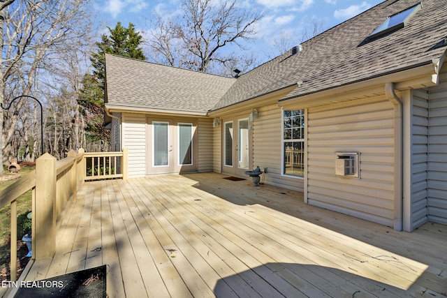 wooden deck with french doors