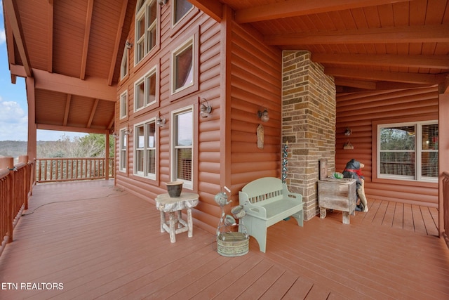 wooden terrace with covered porch