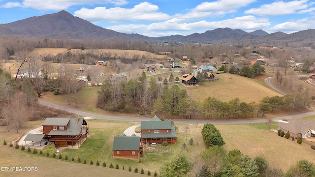 bird's eye view featuring a mountain view