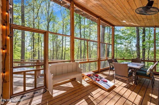 sunroom / solarium featuring wood ceiling and a wealth of natural light