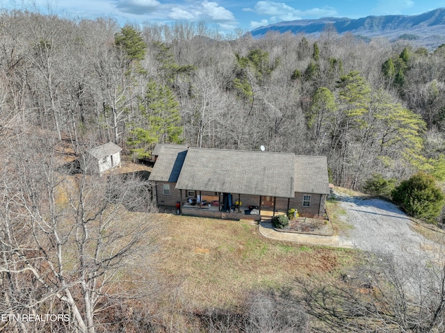 bird's eye view featuring a mountain view