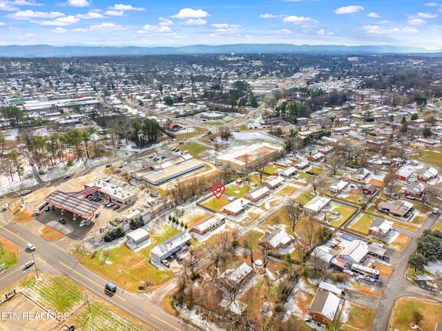 bird's eye view with a mountain view