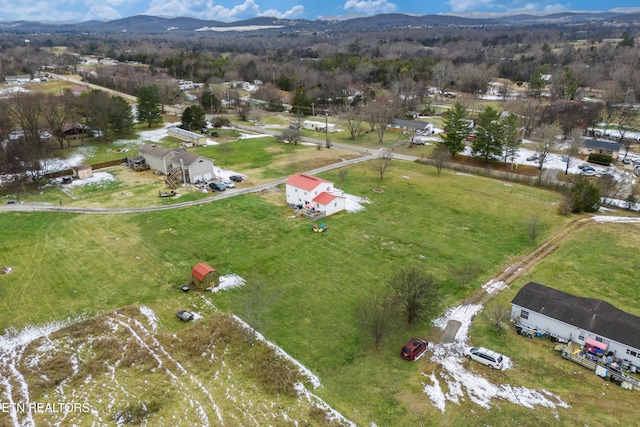 aerial view with a mountain view