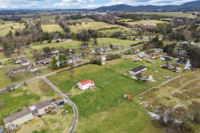 drone / aerial view with a mountain view