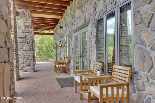 view of patio / terrace featuring french doors