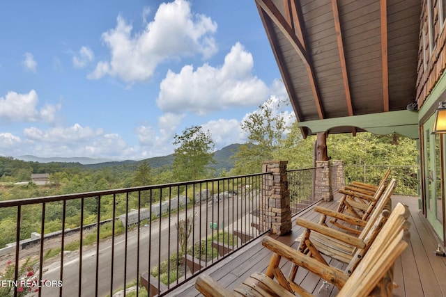 balcony with a mountain view