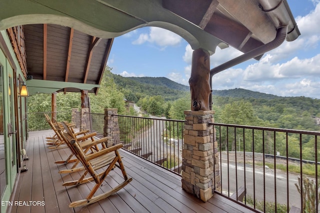 deck featuring a mountain view