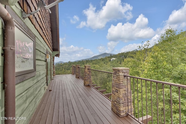 deck featuring a mountain view