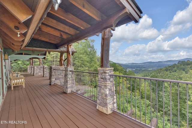 deck featuring a mountain view