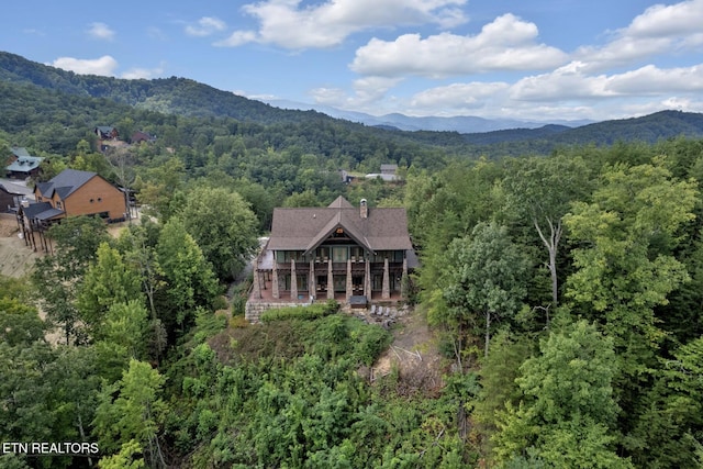 aerial view with a mountain view