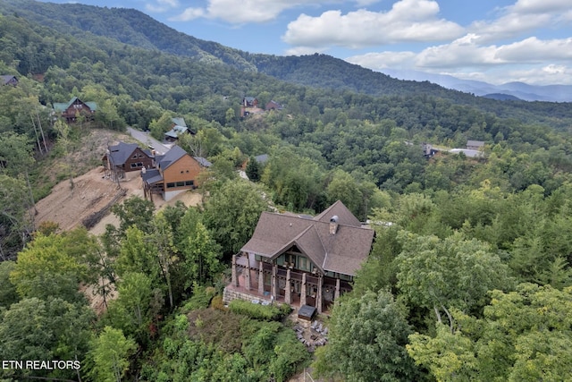 aerial view with a mountain view