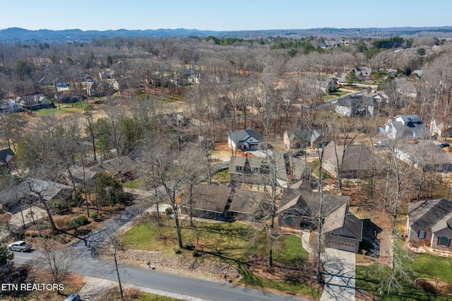 drone / aerial view with a mountain view and a residential view