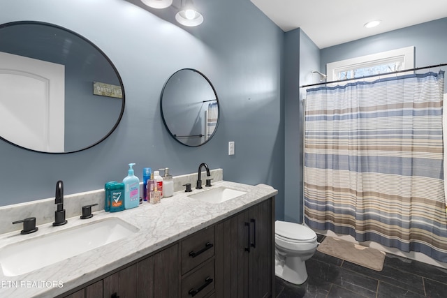499 Woodland Trl, Sunbright, TN 37872 - bathroom featuring double vanity and curtained shower