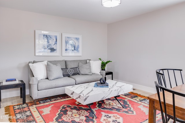 living room with hardwood / wood-style floors