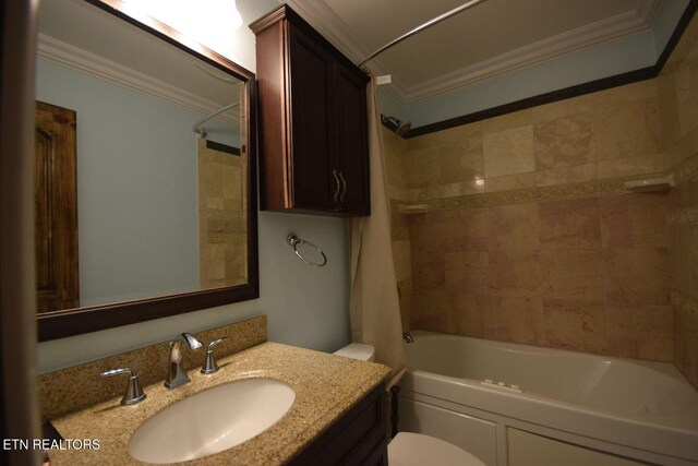 2733 Jersey Ave Unit C302, Knoxville, TN 37919 - full bathroom featuring vanity, toilet, ornamental molding, and shower / tub combination