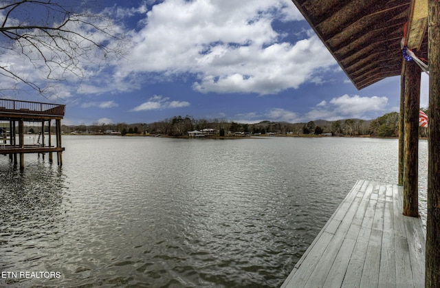 view of dock featuring a water view