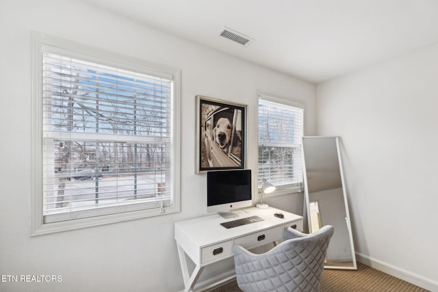 office area with carpet floors