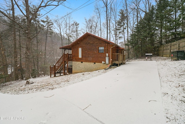 view of snowy exterior