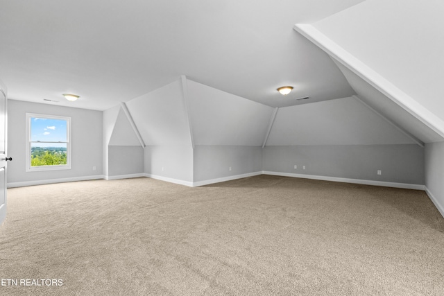 bonus room with carpet and lofted ceiling