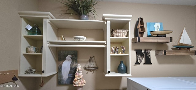 interior details featuring built in shelves