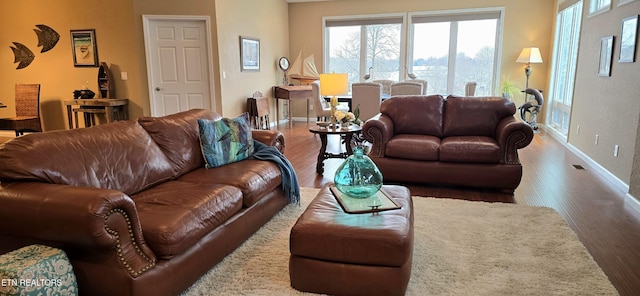 living room with hardwood / wood-style floors