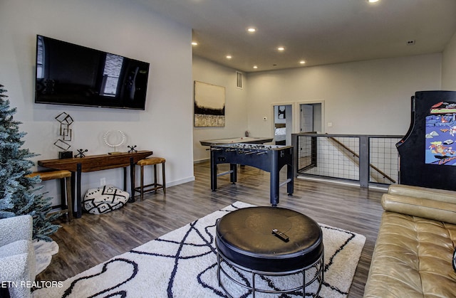 living room with hardwood / wood-style flooring