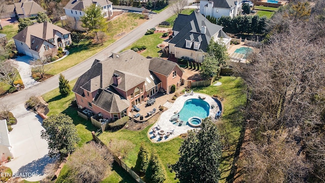 aerial view featuring a residential view