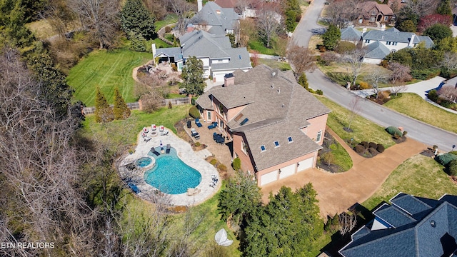 bird's eye view with a residential view