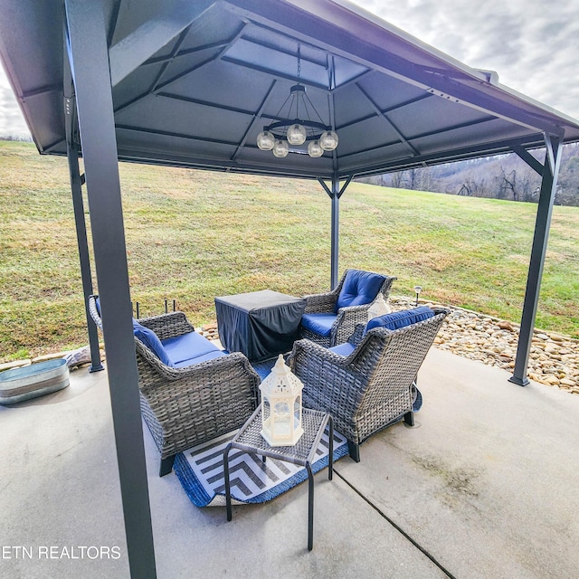 view of patio featuring a gazebo