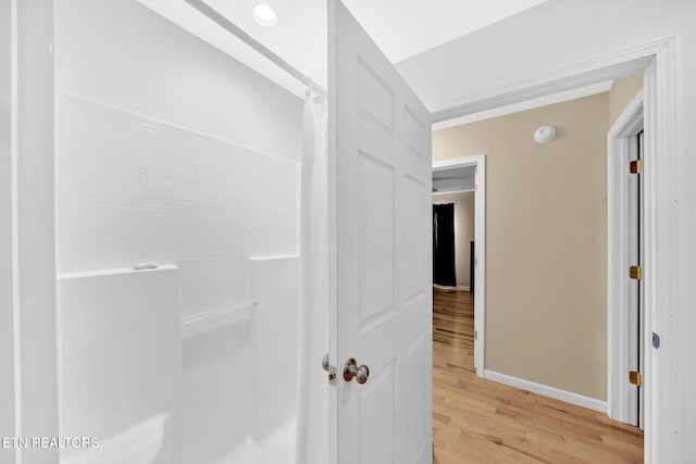 corridor featuring light wood-type flooring