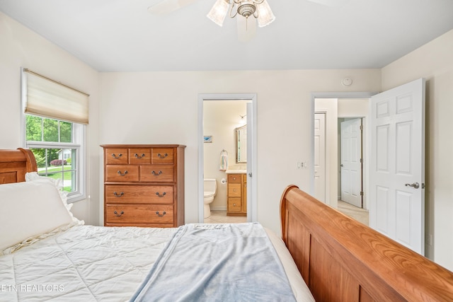 55 Loxley Ln, Crossville, TN 38558 - bedroom featuring light tile patterned flooring, ensuite bathroom, and a ceiling fan