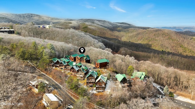 bird's eye view featuring a mountain view