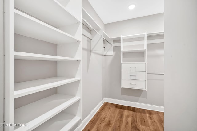 spacious closet featuring hardwood / wood-style floors