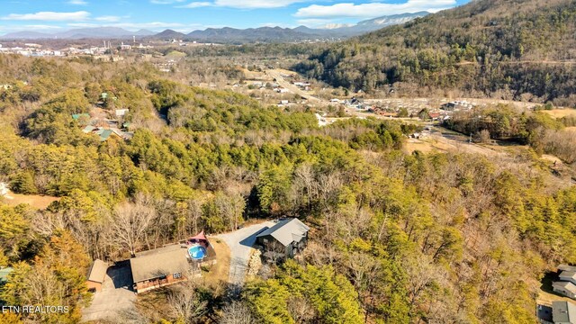 aerial view with a mountain view