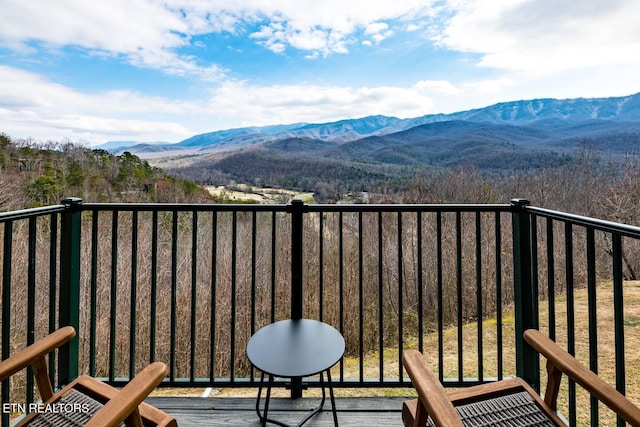 balcony with a mountain view