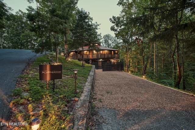 view of yard with a wooden deck