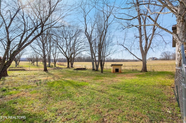 view of yard featuring a rural view