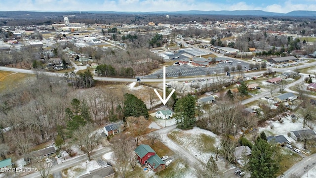 birds eye view of property featuring a mountain view