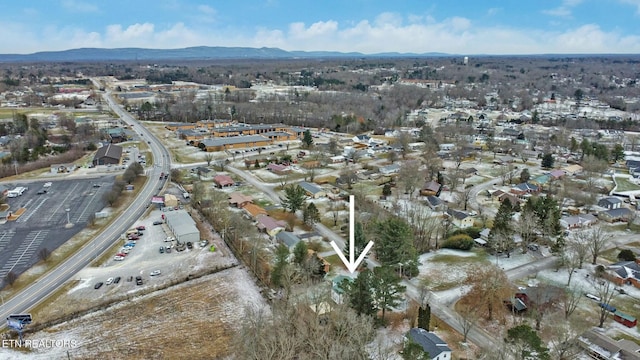 bird's eye view with a mountain view